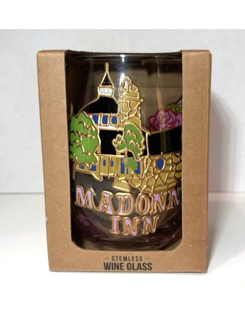 Madonna Inn Hotel Stemless Glass Wine Historic California Custom Gift Souvenir
